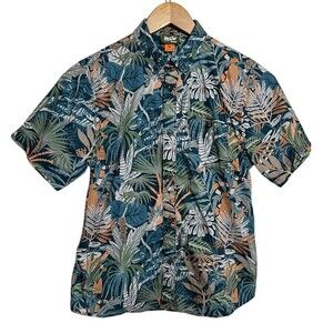 Howler Bros Button Up Shirt Boys XL Mansfield Jungle Floral Tropical Cotton